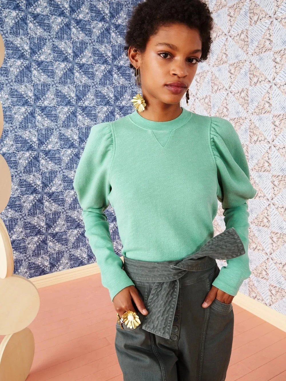 Ulla Johnson Philo Sweatshirt Turquoise Size S